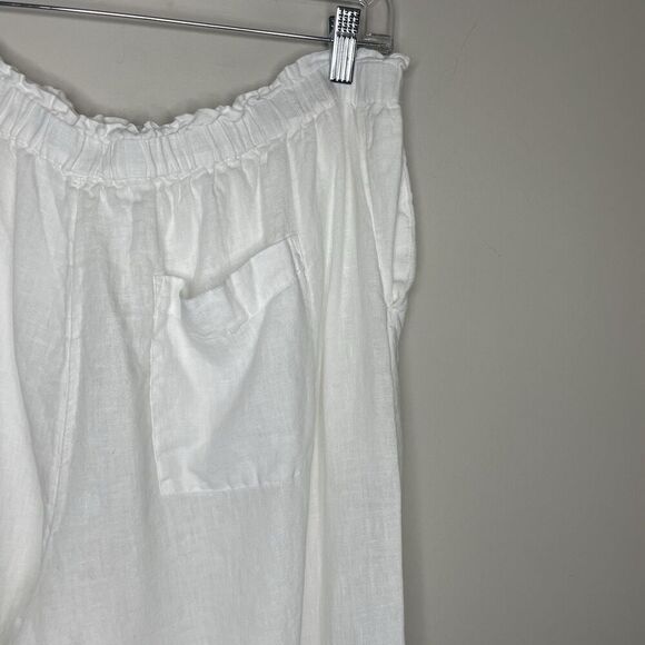 J.CREW Linen Pants Women Large White Pull-On Straight Leg Lined Pockets BW527 - Picture 6 of 13